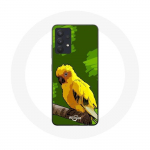 Coque pour Samsung Galaxy A13 5G Oiseaux de Perruches jaune Fond Vert