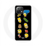 &Uuml;mbris Xiaomi Mi 11 Lite The Simpsons kleebistele mustal taustal