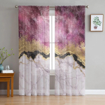 Roosa Marmor &Otilde;hukesed Aknakardinad Elutuppa Magamistuppa Modernsed Voile T&uuml;llkardinad Kangast Draperiidid K&ouml;&ouml;ki 135W x 160H(cm)