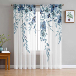 Pastoraaltaimed Lilled T&uuml;llkardinad elutuppa L&auml;bipaistev kardin magamistoas K&ouml;&ouml;gi rulood Voile kardinad 135W x 114H(cm) white