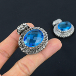Natural London Blue Topaz Gemstone 925 Sterling Silver Pendant 1.51 l4j71