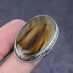 Natural Montana Agate Gemstone Handmade 925 Sterling Silver Ring Size 8 y4k21