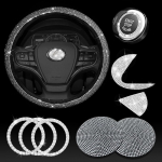 Steering Wheel Cover for Women Bling Crystal Diamond Sparkling Car Accessories Fit for ES RX LS is CT LX GS LC RC GS-F RC-F Rhinestone Decals valge