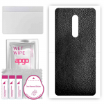 apgo Protective Skin Sticker for the back compatible with Nokia 5, Wrap Film, Foil, Vinyl - Pattern Black Leather