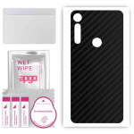 apgo Protective Skin Sticker for the back compatible with Motorola Moto G8 Play, Wrap Film, Foil, Vinyl - Pattern Carbon Black
