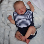 19'' 49cm k&auml;sitsi valmistatud maalitud juuksed Bebe Reborn Doll Sam Pehmest puutetundlikust riidest keha Vasts&uuml;ndinud beebide nukk 3D &uuml;ksikasjalik v&auml;rviline joonistus nahk Bebe Doll Kid M&auml;nguasi cloth body