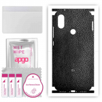 apgo Protective Skin Sticker for the back+sides compatible with Xiaomi Mi A2 (Mi 6X), Full Wrap Film, Foil, Vinyl - Pattern Black Leather