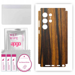 apgo Protective Skin Sticker for the back+sides compatible with Samsung Galaxy S23 Ultra, Full Wrap Film, Foil, Vinyl - Pattern Tigerwood