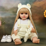 Elutruu 55 cm silikoonist kogu kehaga reborn mudilane t&uuml;druknukk Betty Wear kootud romperiga veekindlad vasts&uuml;ndinud nukud lastele s&uuml;nnip&auml;evap&uuml;hade &uuml;llatuskingitused gold hair