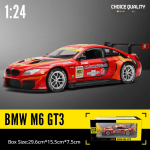 M&otilde;&otilde;tkava 1/24 BMW M6 GT3 Patareitoitega Suruvalatud Metallist M&auml;nguauto Mudel V&otilde;idus&otilde;iduauto Valgusega Tagasit&otilde;mbemehhanismiga Mudel Simulatsioon Andekatele Lastele Kingituseks 1/24-Size:20.8*8.5*5.5cm punane
