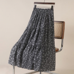 DX~~Retro v&auml;ike ja v&auml;rske lilleline lapiline A-line seelik naiste suveks uus k&otilde;rge v&ouml;&ouml;kohaga salendav suure kandiga seeliku trend One size must