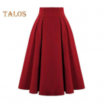 Naiste Midi-seelik K&otilde;rge v&ouml;&ouml;kohaga n&ouml;&ouml;pidega A-line vabaaja seelik &uuml;hev&auml;rviline kontoriseelik taskutega t&ouml;&ouml;r&otilde;ivad M aprikoosi