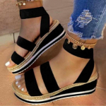 Suvised naiste peosandaalid Platvorm Heels Cross Strap Peep Toe Beach Ladies Shoe 36 sinine
