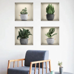 Valeaken Roheline taim Potitapeet Elutoa Dekoratiivne seinakleebis 30*30cm*4pcs