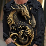 Dragon Meeste pikkade varrukatega T-s&auml;rk meestele Riided vabaaja top T-s&auml;rk Mood Harajuku 3D t&auml;istr&uuml;kiga riided T&auml;navar&otilde;ivad L