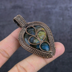 Natural Labradorite Gemstone Copper Wire Wrap Jewelry Pendant 2.64 a4b35