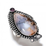 Natural Boulder Opal, Amethyst Gemstone 925 Sterling Silver Ring Size 9 o1z78