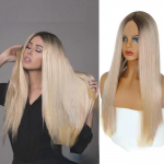 S&uuml;nteetiline moodne pitsist esiparukas ilma tukkideta, pikk sirge parukas, must parukas naistele igap&auml;evaseks Cosplay kandmiseks 60cm