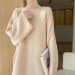Naiste ka&scaron;miirist sviiter Qinghe ka&scaron;miir 30% ka&scaron;miir 70% vill s&uuml;gis-talvine ka&scaron;miir pullover pehme ja soe beež