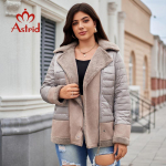 Astrid Naiste s&uuml;gisjope Kahe n&auml;oga karusnahast splaissitud disain kapuutsiga soojad sulemantlid poolhooaja parkad Suures suuruses v&auml;lir&otilde;ivad AM-10035 L kaamel