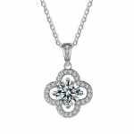 Allahindlus 100 % 925 h&otilde;bedane neljaleheline ristikheina mikrokomplekt Moissanite kaelakee, mis sobib originaalsete v&otilde;ludega, isetehtud ehete kingitus naistele 50cm