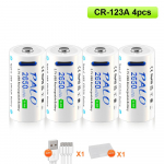 PALO CR123A aku 2650mWh laetav liitiumioon 16340 16350 LED-taskulampi RCR123 aku + USB-t&uuml;&uuml;pi c 4Pcs battery