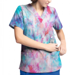 Suures suuruses tr&uuml;kitud Scrub t&ouml;&ouml;vormi topid naistele V-kaelusega l&uuml;hikeste varrukatega T-s&auml;rgid taskutega t&ouml;&ouml;riiete T-s&auml;rk S ts&uuml;aan