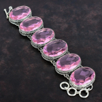 Faseteeritud Roosa Kuntsiit K&auml;ev&otilde;ru 925 Sterling H&otilde;be K&auml;ev&otilde;ru Reguleeritava Ahelaga K&auml;ev&otilde;ru Vintage Ehted Loodusliku Kivist K&auml;ev&otilde;ru Pulmakingitused