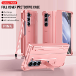 Samsung Galaxy Z Fold 6 5 4 3 5G &uuml;mbrise Luksusliku pliiatsi pesa kronsteini jaoks kokkupandav hingedega karastatud kile kaitse p&otilde;rutuskindel k&otilde;va kate for Galaxy Z Fold 3&case with touch pen roosa