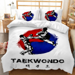 Spordi Voodipesukomplekt Taekwondo Kaitsetehnikad Spordipraktika Voodipesu Aikido Karate Judo Queen King Pol&uuml;ester Tekikott 135x200cm 2pcs