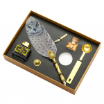 Retro Vintage t&auml;itesulepeakomplekt Kalligraafia &Ouml;&ouml;kulli sulgedega kirjutuspliiats t&uuml;hja tindipudeliga, otstega pitsat templi vaha s&uuml;nnip&auml;ev