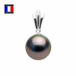 Pendentif - Compagnie G&eacute;n&eacute;rale des Perles - LYS - Perle de Tahiti 12-13 mm - Or Blanc 18 Cts - Femme
