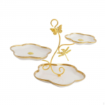 Kolmekihiline tassikookide vitriin, puuviljade dekoratiivne toiduserver valge