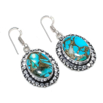 Natural Copper Blue Turquoise 925 Sterling Silver Jewelry Earring 1.77 d4o09