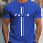 Meeste 100% puhtast puuvillast suvine avara liibumisega &uuml;lisuur Paris print vabaaja slim fit &uuml;mara kaelusega l&uuml;hikeste varrukatega T-s&auml;rgi topp 3XL