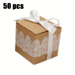 1 komplekt / 50 tk mini kraft-kommikarp, vintage j&otilde;upaber lindiga pulma-/reisiteemapeoks/pruudisedu&scaron;i kaunistamiseks DIY kommikarp Pack of 50