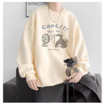 Tr&uuml;kitud s&uuml;gistalvine kampsun meeste kevad ja s&uuml;gis 2024 Korea uus &uuml;mmargune kaelus, vaba topp &scaron;ikk Hongkongi stiilis trendikas M must