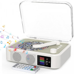 Kaasaskantavad LED Bluetooth Retro CD-m&auml;ngijad k&otilde;laritega Laetav aku CD-m&auml;ngija Bluetoothi ​​v&auml;ljundi ja sisendiga USB AUX v&auml;ljund kaugjuhtimispult