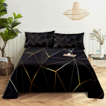 Voodipesu Pol&uuml;ester Lehed Lihtne Must Tr&uuml;kk Lame Leht 2 Padjap&uuml;&uuml;riga Voodilina Voodilina Komplekt King Queen Suurus Voodipesukomplekt 150X230cm(2Pcs)&Flat Sheet