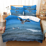 Sinine taevas kajakas Voodipesu Tekikate Komplekt 3D Digitaaltr&uuml;kk Voodipesu Moodne Disain Tekikate Voodipesu Komplektid Voodikomplekt UK Single 135x200cm&set