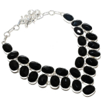 Black Spinel handmade 925 Sterling Silver Jewelry Necklace 18 Y8m73