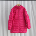 Kerge udunjope naistele keskmine ja pikk s&uuml;gis ja talv uus Korea versioon slim fit suur suurus kerge jope eemaldatav kapuuts 6XL roosa punane v&auml;rv