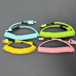 Topelt maagiline 65W + 27W 4-&uuml;hes vedru andmesidekaabel iPhone 16/Huawei jaoks Pink Spring 4-in-1