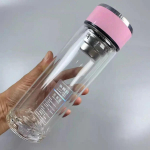 Klaasist veetass Kahekihiline tipptasemel kontoritass veepudel meeste ja naiste teetass &Auml;ritassid keeduklaasi p&otilde;hjaga paksendatud pudel 280CM 6 18CM roosa