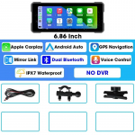 6,86-tolline mootorratta DVR GPS Navigaton Wireless Carplay Android Auto Dash Cam IP67 veekindel kahe Bluetoothiga motomonitor
