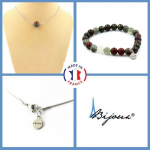 Pierres et Min&eacute;raux. Parure bijoux Bracelet Collier 1 Perle Jaspe sang de Dragon 8 mm. Taille personnalisable.