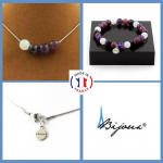Parure - A Bijoux - Oeil de Tigre violet - Am&eacute;thyste - Taille personnalisable - Acier inoxydable