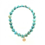 Pierres et Min&eacute;raux. Bracelet Perles Turquoise d'Afrique du Sud 8 mm. Fabriqu&eacute; en France.