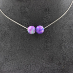 Pierres et Min&eacute;raux. Collier 2 perles Jaspe violet bleu 8 mm. Chaine en acier inoxydable Collier femmes, hommes. Taille personnalis
