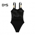 Naiste Seksikad Monokini Sling Varrukateta Tuttide Dekoratsiooniga ujumistrikoo v&otilde;rk Splicing Seljata disainiga &uuml;hes t&uuml;kis bikiinid S roosa punane v&auml;rv